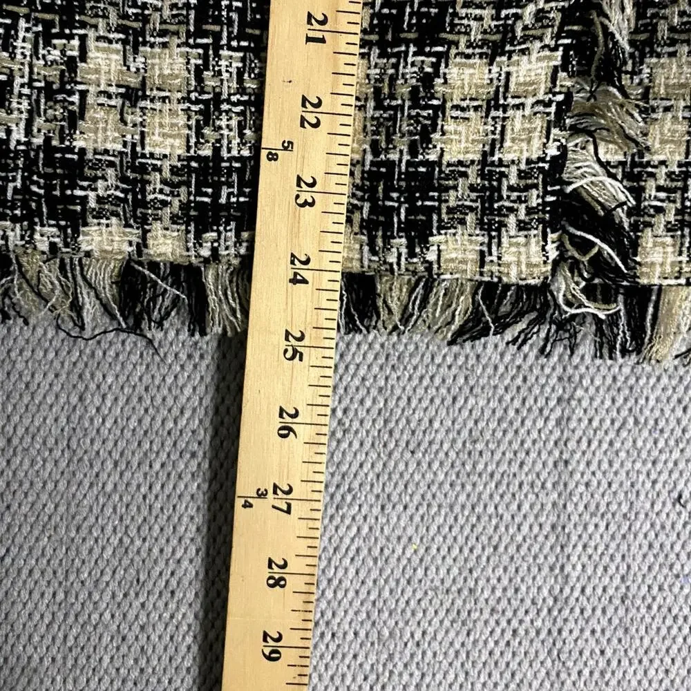 Nicole Studio Blazer Womens‎ 18 Cream/Black Plaid Tweed Fringe Boho Party